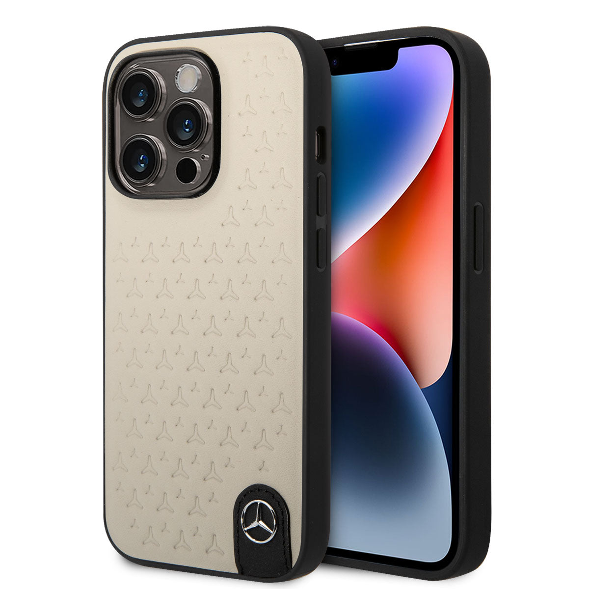 iPhone 14 Pro Max Kılıf Mercedes Benz Hakiki Deri Yıldız Dizayn Kapak