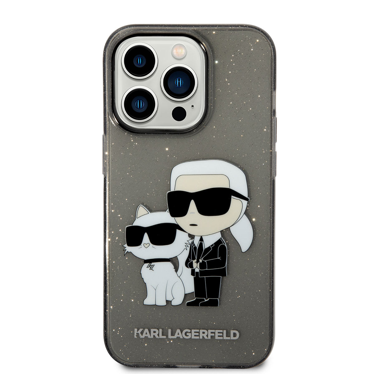 iPhone 14 Pro Max Kılıf Karl Lagerfeld Transparan Simli K&C Dizayn Kapak