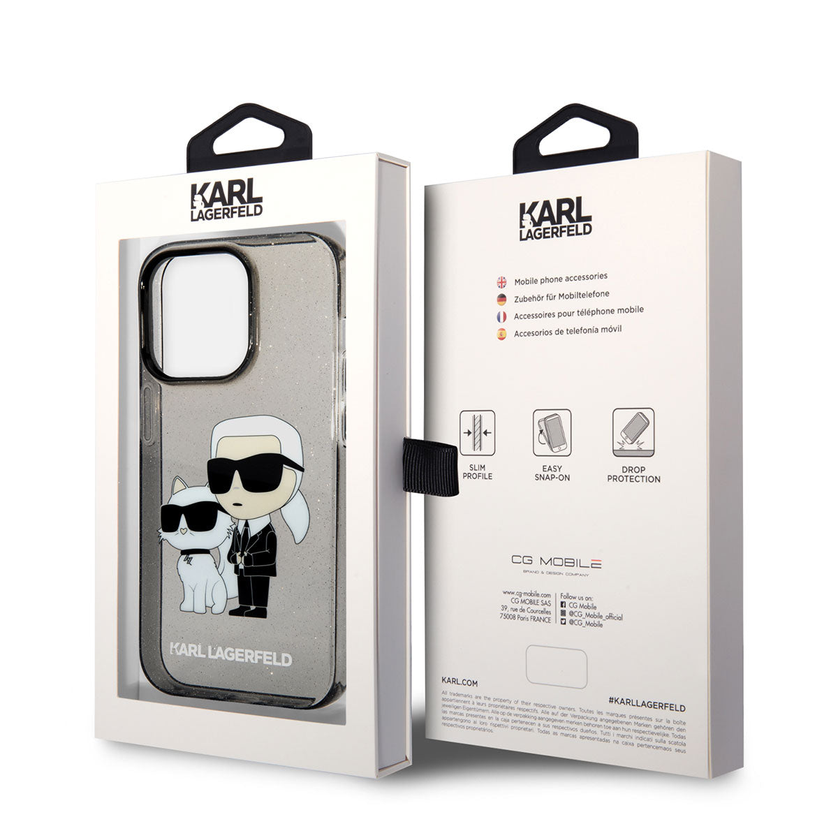 iPhone 14 Pro Max Kılıf Karl Lagerfeld Transparan Simli K&C Dizayn Kapak