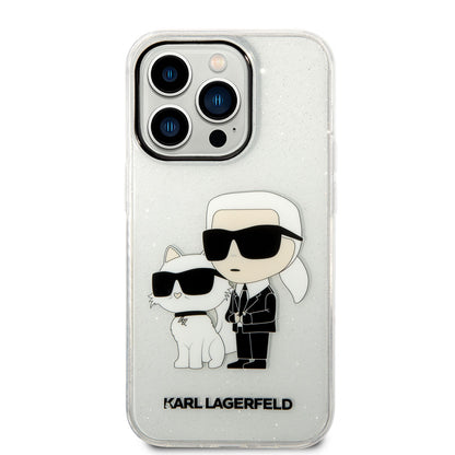 iPhone 14 Pro Max Kılıf Karl Lagerfeld Transparan Simli K&C Dizayn Kapak