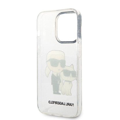 iPhone 14 Pro Max Kılıf Karl Lagerfeld Transparan Simli K&C Dizayn Kapak