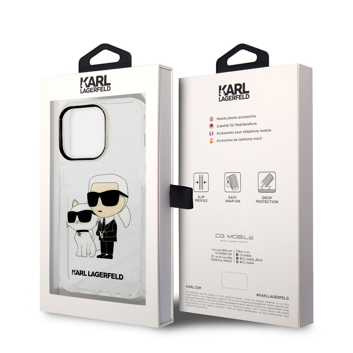 iPhone 14 Pro Max Kılıf Karl Lagerfeld Transparan Simli K&C Dizayn Kapak