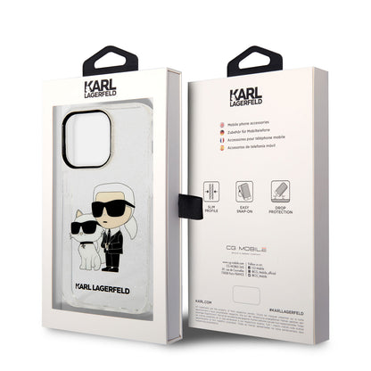 iPhone 14 Pro Max Kılıf Karl Lagerfeld Transparan Simli K&C Dizayn Kapak