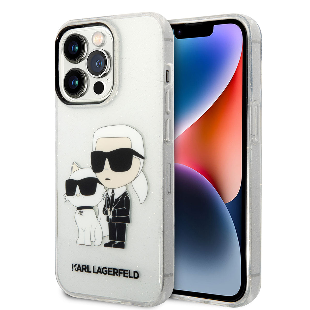 iPhone 14 Pro Max Kılıf Karl Lagerfeld Transparan Simli K&C Dizayn Kapak