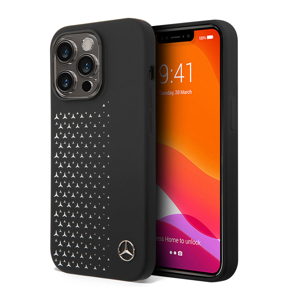 iPhone 14 Pro Max Kılıf Mercedes Benz Yatay Gradient Yıldızlı Silikon Kapak