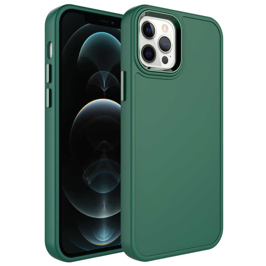 Apple iPhone 14 Pro Max Kılıf Metal Çerçeve ve Buton Tasarımlı Sert Zore Botox Kapak