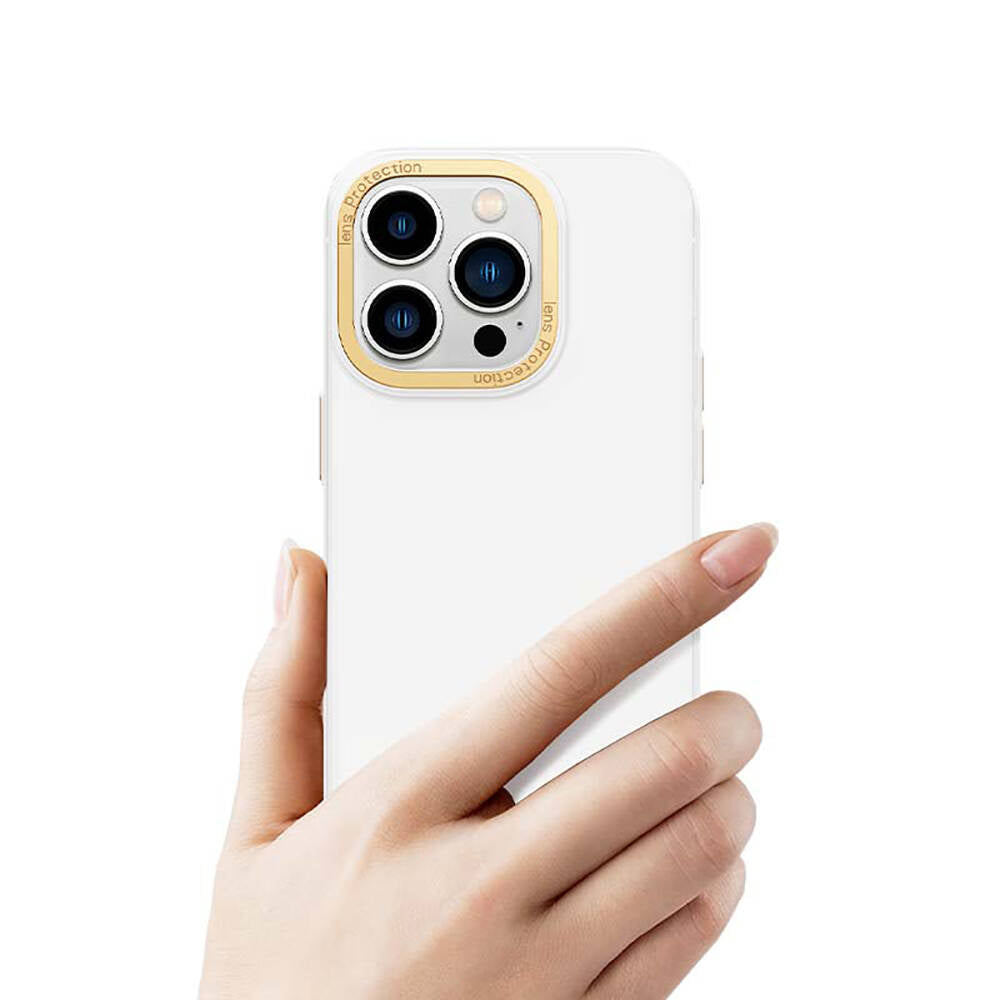 iPhone 14 Pro Max Kılıf Metal Kamera Çerçeveli Recci Glaze Serisi Kapak