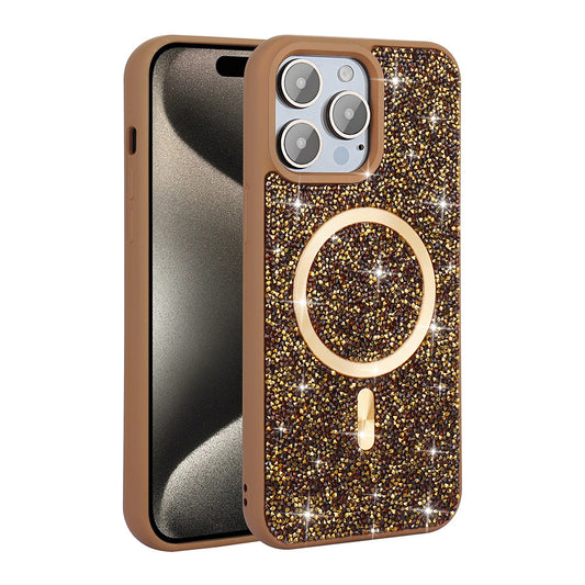 Apple iPhone 14 Pro Max Kılıf Pırlanta Tasarımlı M-safe Şarj Özellikli Zore Mozaik Silikon Kapak