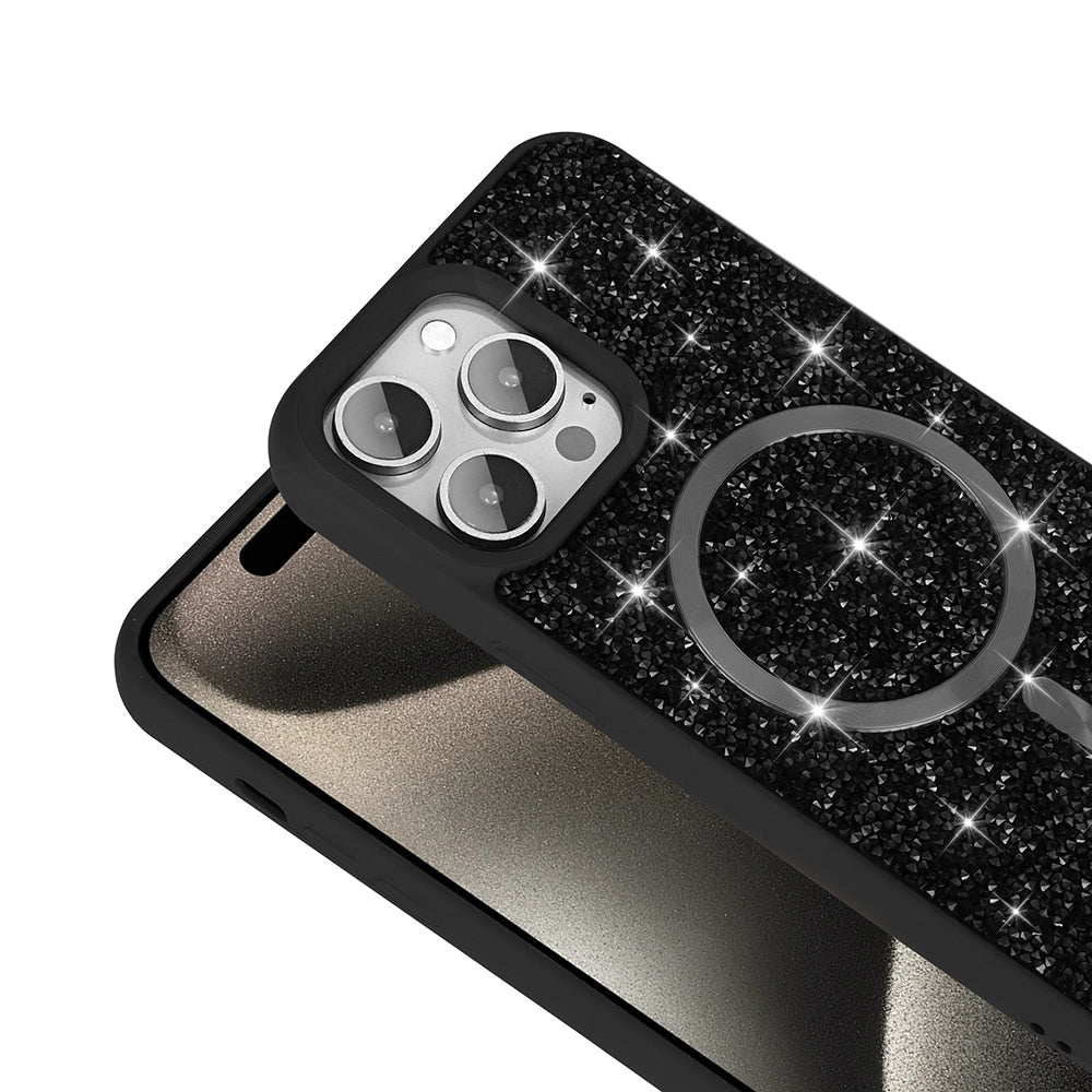 Apple iPhone 14 Pro Max Kılıf Pırlanta Tasarımlı M-safe Şarj Özellikli Zore Mozaik Silikon Kapak