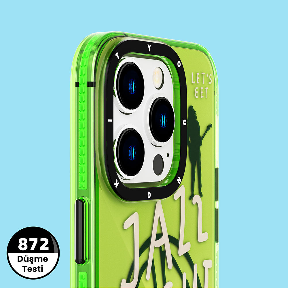 iPhone 14 Pro Max Kılıf Şeffaf Renkli Yazı Temalı Tasarım YoungKit Jazz Serisi Kapak