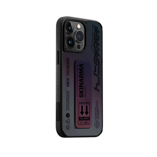 iPhone 14 Pro Max Kılıf SkinArma Holografik Tasarımlı Standlı Deri Görünümlü Kira Kobai Kapak