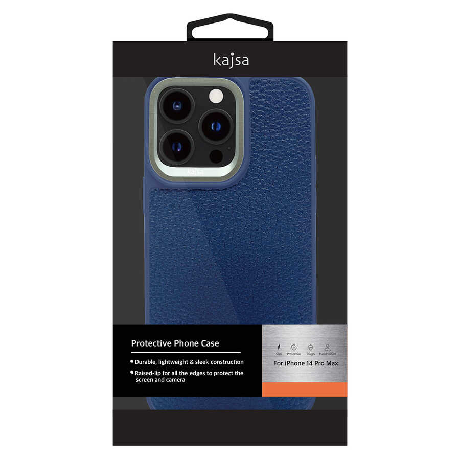 iPhone 14 Pro Max Kılıf Soft Deri Metal Kamera Çerçeveli Kajsa Litchi Kapak