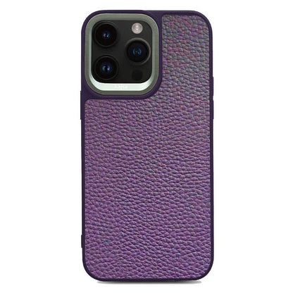 iPhone 14 Pro Max Kılıf Soft Deri Metal Kamera Çerçeveli Kajsa Litchi Kapak