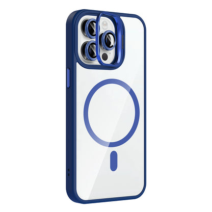 Apple iPhone 14 Pro Max Kılıf Standlı ve Kamera Lens Hediyeli M-Safe Şarj Özellikli Zore Etro Kapak