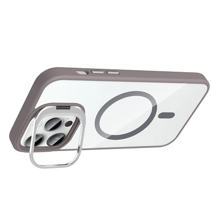 Apple iPhone 14 Pro Max Kılıf Standlı ve Kamera Lens Hediyeli M-Safe Şarj Özellikli Zore Etro Kapak
