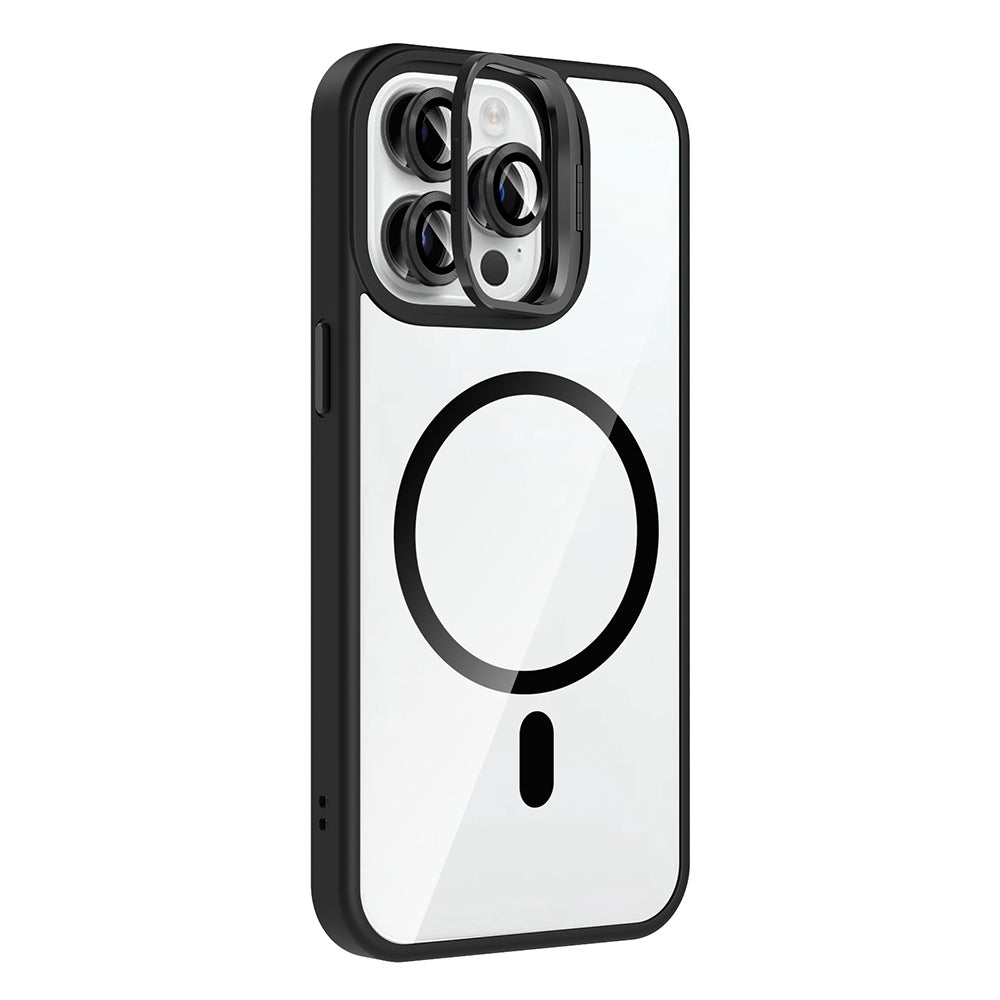 Apple iPhone 14 Pro Max Kılıf Standlı ve Kamera Lens Hediyeli M-Safe Şarj Özellikli Zore Etro Kapak