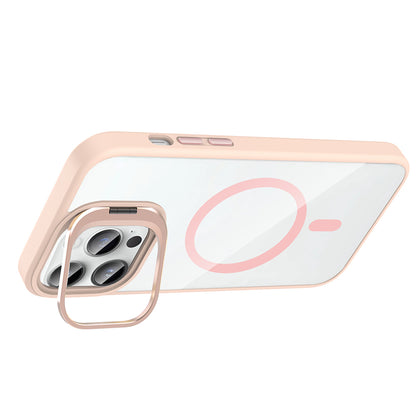 Apple iPhone 14 Pro Max Kılıf Standlı ve Kamera Lens Hediyeli M-Safe Şarj Özellikli Zore Etro Kapak