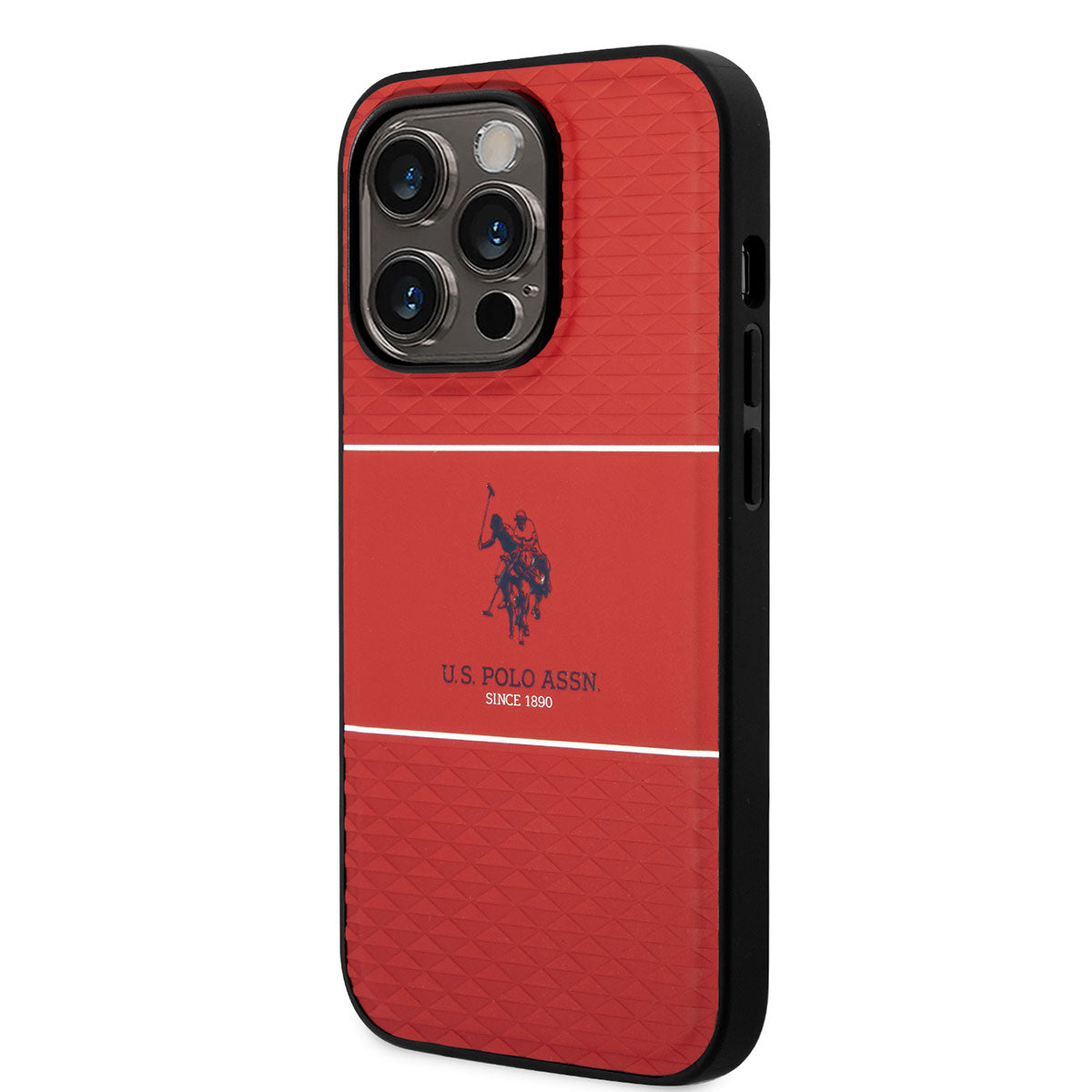 iPhone 14 Pro Max Kılıf U.S. POLO ASSN. Deri Şeritli Logo Dizayn Kapak