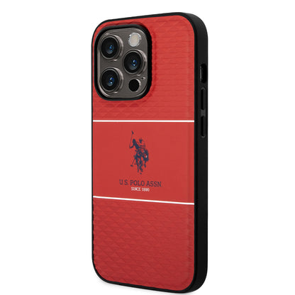 iPhone 14 Pro Max Kılıf U.S. POLO ASSN. Deri Şeritli Logo Dizayn Kapak