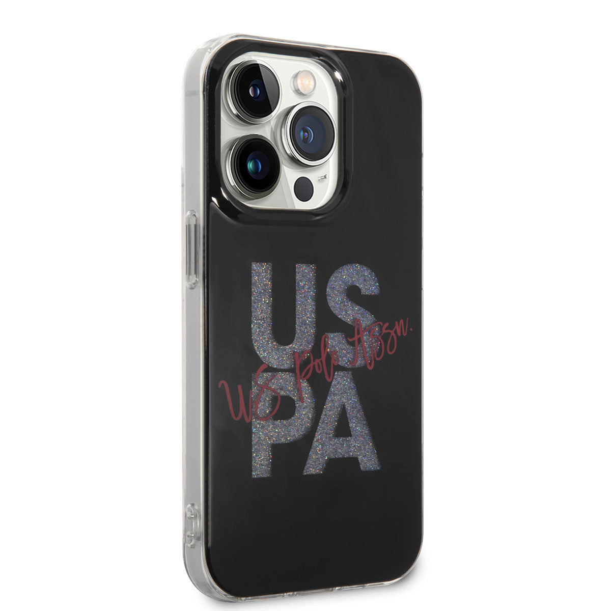 iPhone 14 Pro Max Kılıf U.S. POLO ASSN. Simli Parlak Alfabe Tasarım Kapak