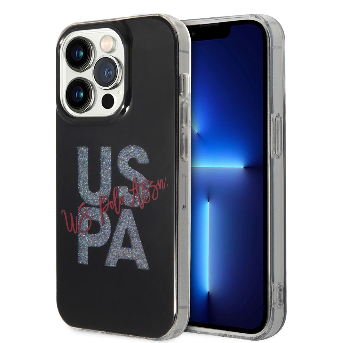 iPhone 14 Pro Max Kılıf U.S. POLO ASSN. Simli Parlak Alfabe Tasarım Kapak
