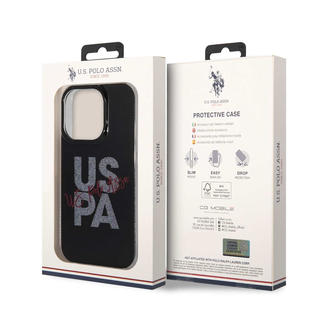 iPhone 14 Pro Max Kılıf U.S. POLO ASSN. Simli Parlak Alfabe Tasarım Kapak
