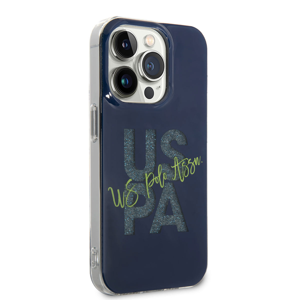 iPhone 14 Pro Max Kılıf U.S. POLO ASSN. Simli Parlak Alfabe Tasarım Kapak