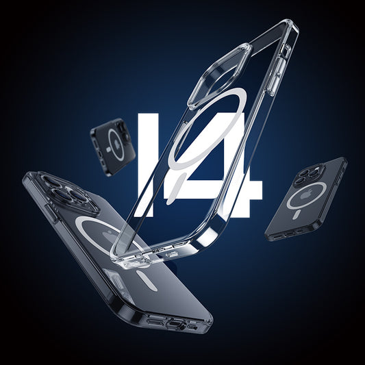 iPhone 14 Pro Max Kılıf Wireless Şarj Destekli Benks Yeni Magnetik Crystal PC Kapak