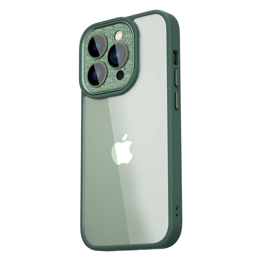 iPhone 14 Pro Max Kılıf Wiwu GCC-105 Lens Korumalı Renkli Kenar Arkası Şeffaf Multicolor Kapak
