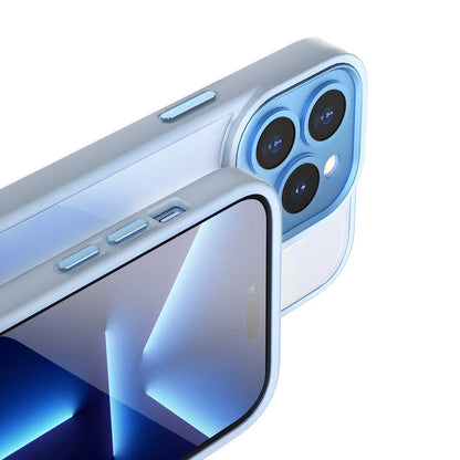 iPhone 14 Pro Max Kılıf Wiwu VCC-104 Lens Korumalı Renkli Kenar Arkası Şeffaf Vivid Clear Kapak