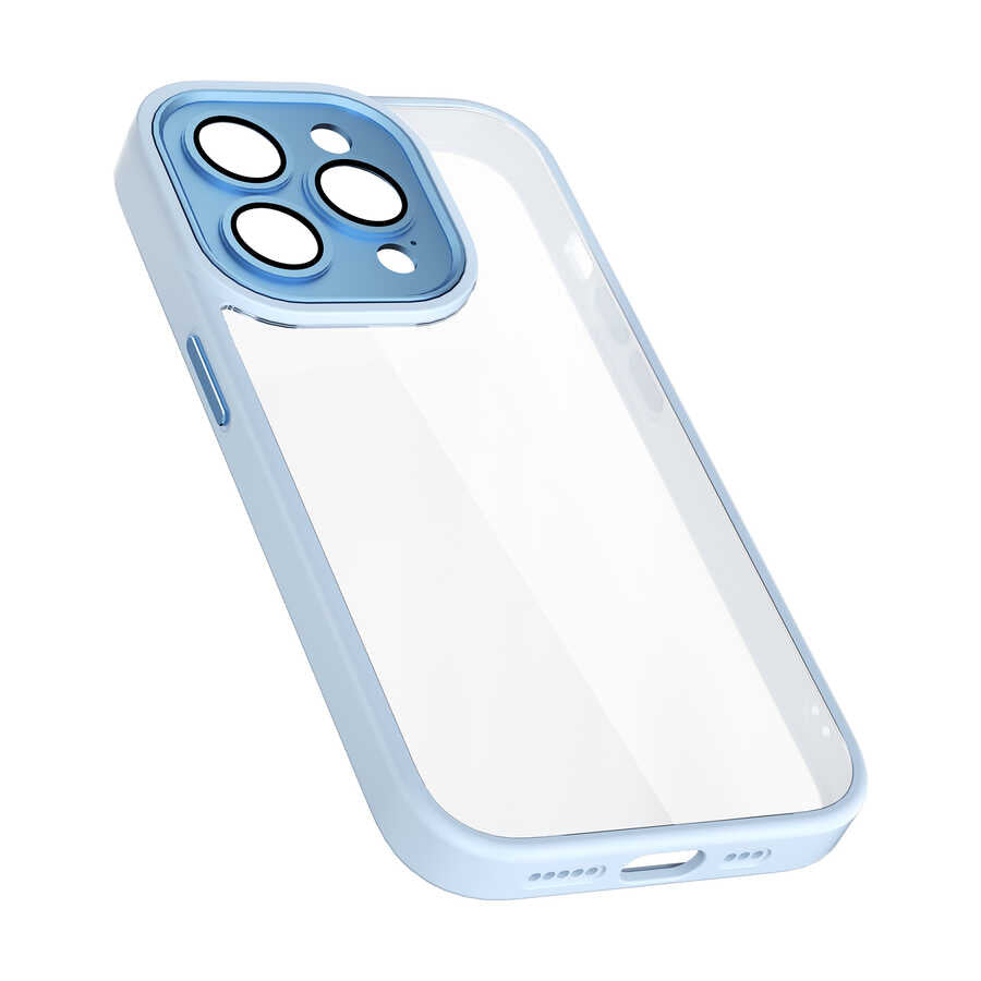 iPhone 14 Pro Max Kılıf Wiwu VCC-104 Lens Korumalı Renkli Kenar Arkası Şeffaf Vivid Clear Kapak