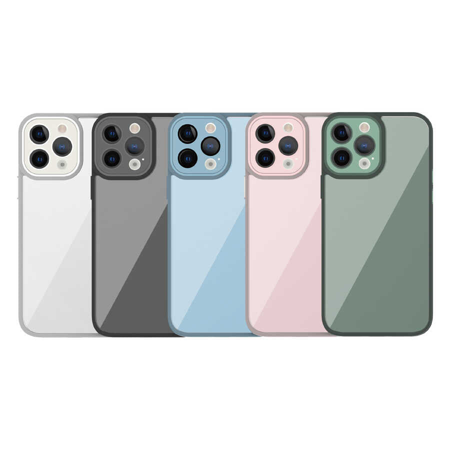 iPhone 14 Pro Max Kılıf Wiwu VCC-104 Lens Korumalı Renkli Kenar Arkası Şeffaf Vivid Clear Kapak