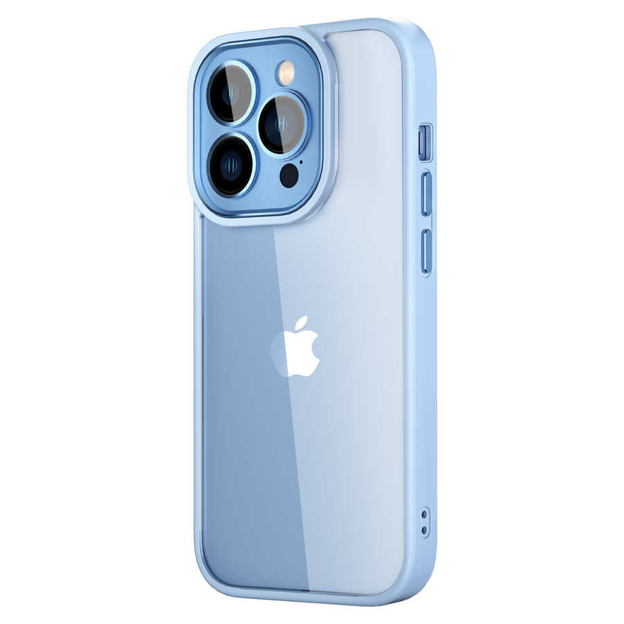 iPhone 14 Pro Max Kılıf Wiwu VCC-104 Lens Korumalı Renkli Kenar Arkası Şeffaf Vivid Clear Kapak