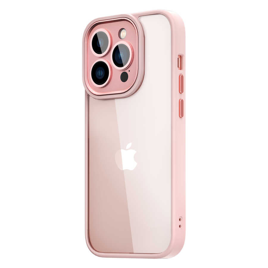 iPhone 14 Pro Max Kılıf Wiwu VCC-104 Lens Korumalı Renkli Kenar Arkası Şeffaf Vivid Clear Kapak