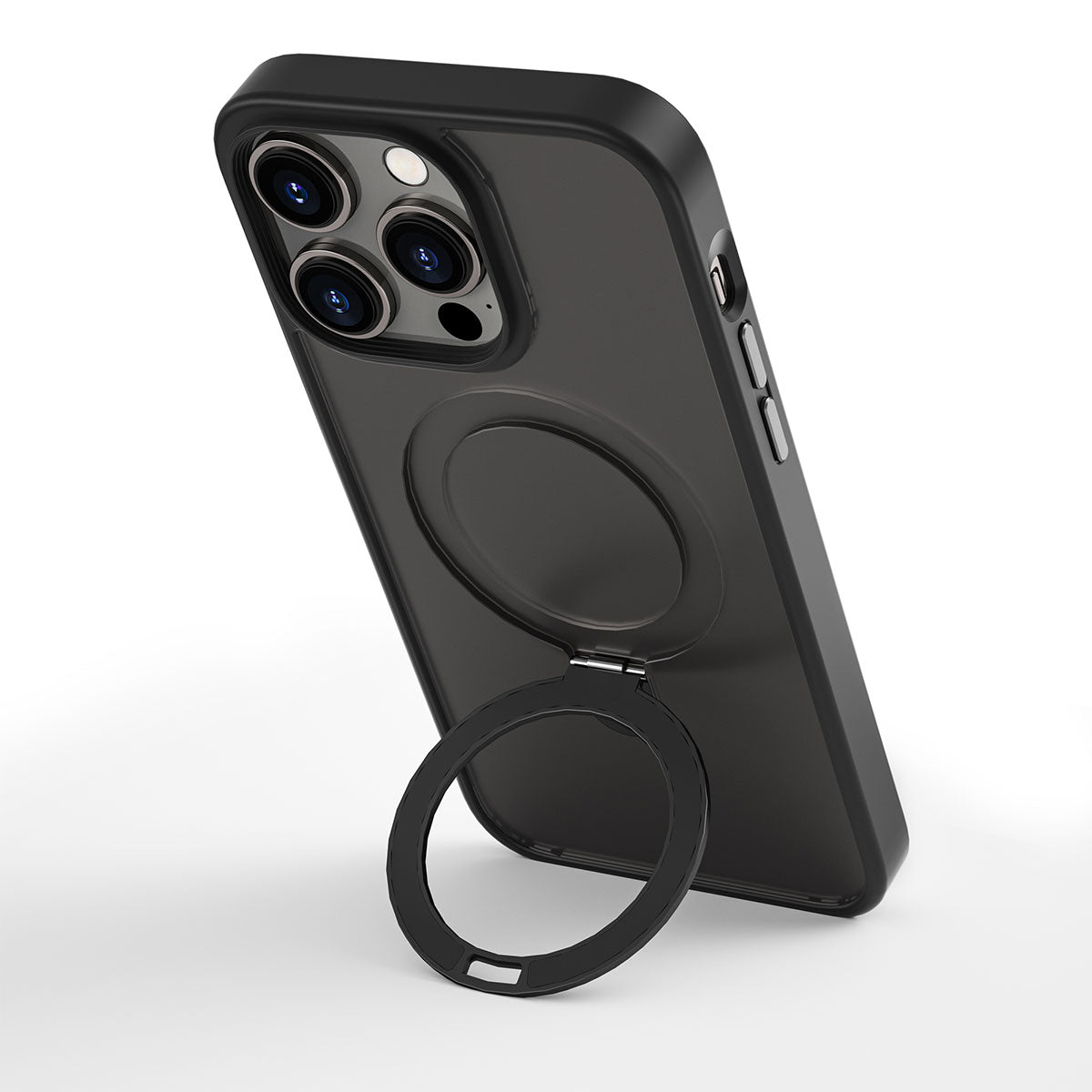 iPhone 14 Pro Max Kılıf Wiwu ZMM-010 M-safe Şarj Özellikli Parmak İzi Bırakmayan Mat Transparan Standlı Kapak