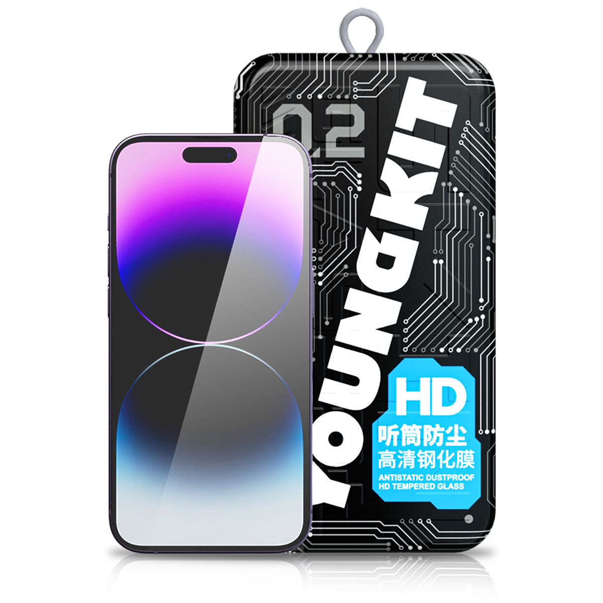 iPhone 14 Pro Max Youngkit Antistatik Ve Antidust Kolay Uygulama Aparatlı Cam Ekran Koruyucu