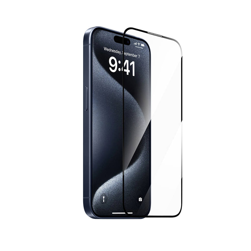 iPhone 14 Wiwu SQ-008 Oleofobik Easy Install Darbeye Karşı Dayanıklı Temperli Cam Ekran Koruyucu + Kolay Uygulama Aparatlı