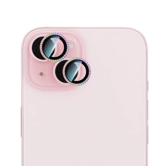 iPhone 15 CaseWorld Alloy Sparkling Diamond Serisi Taşlı Lens Koruyucu