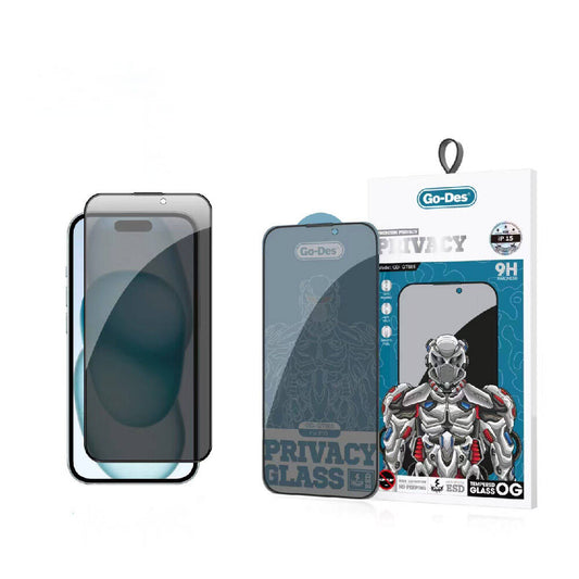iPhone 15 Go Des 9D Full Cover Privacy Temperli Cam Ekran Koruyucu