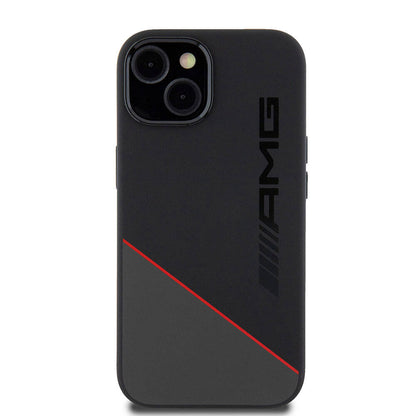 iPhone 15 Kılıf AMG Orjinal Lisanslı M-safe Şarj Özellikli Silikon Kırmızı Çizgili Kapak