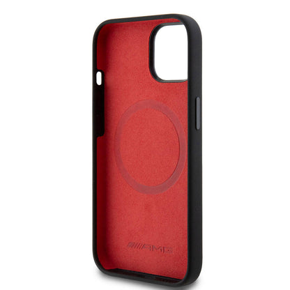 iPhone 15 Kılıf AMG Orjinal Lisanslı M-safe Şarj Özellikli Silikon Kırmızı Çizgili Kapak