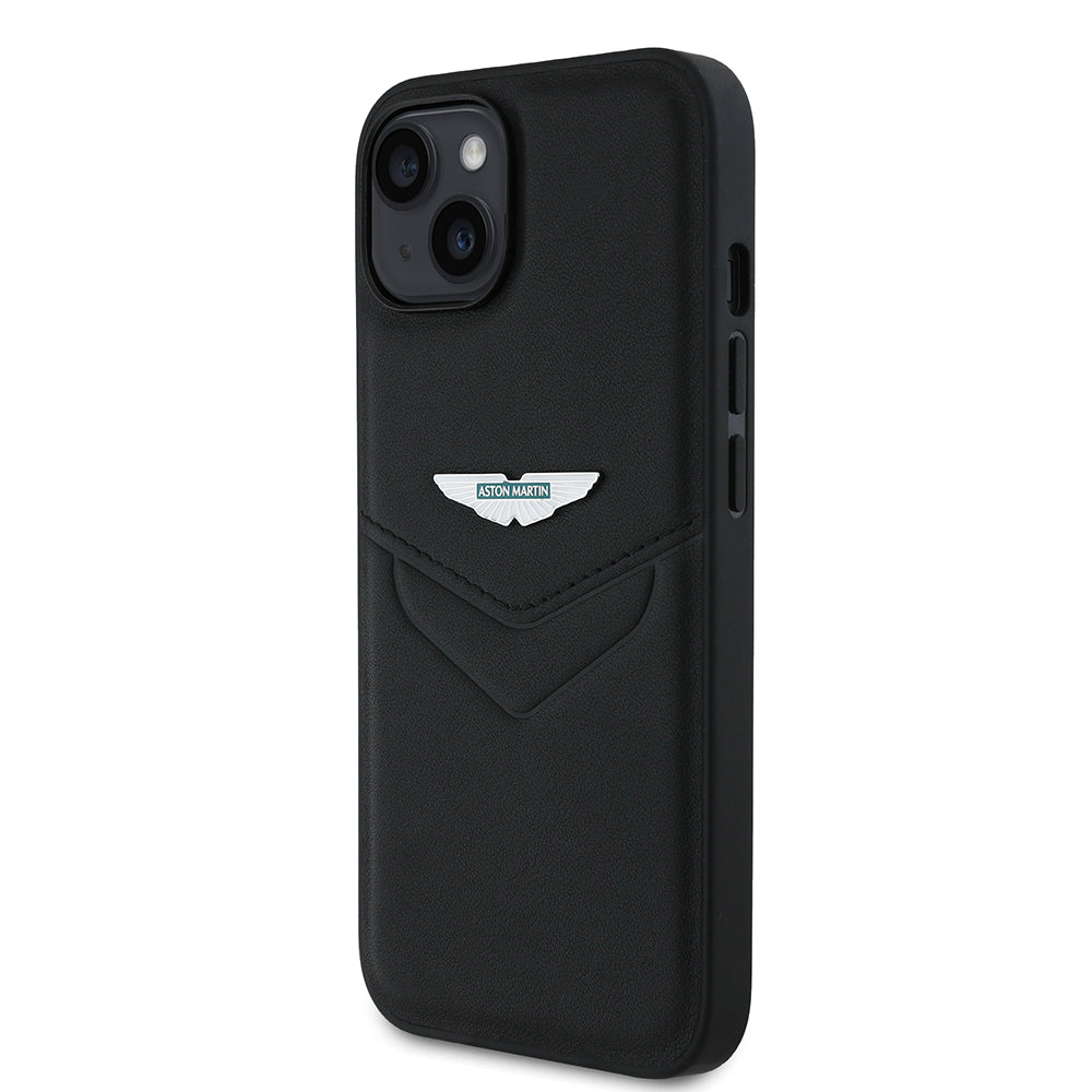 iPhone 15 Kılıf Aston Martin Orjinal Lisanslı Victory Dizayn PU Deri Metal Logolu Kapak