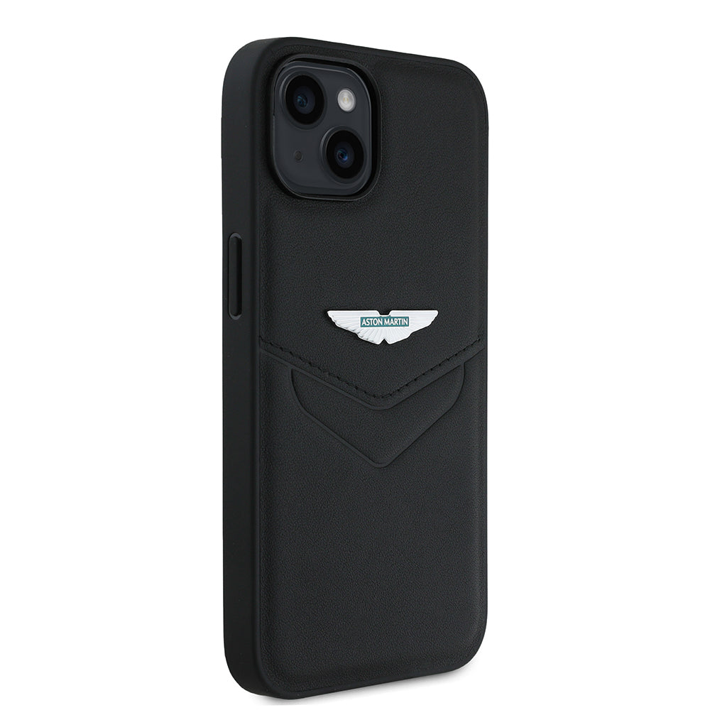iPhone 15 Kılıf Aston Martin Orjinal Lisanslı Victory Dizayn PU Deri Metal Logolu Kapak
