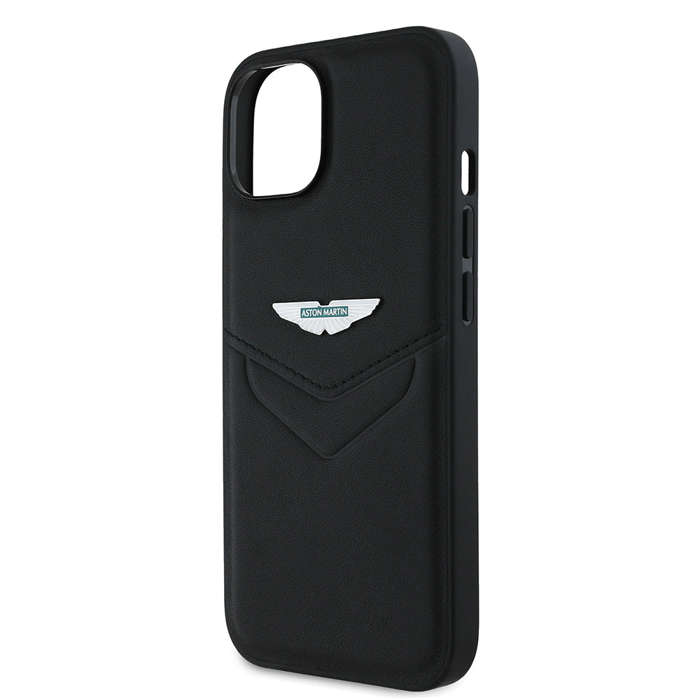 iPhone 15 Kılıf Aston Martin Orjinal Lisanslı Victory Dizayn PU Deri Metal Logolu Kapak