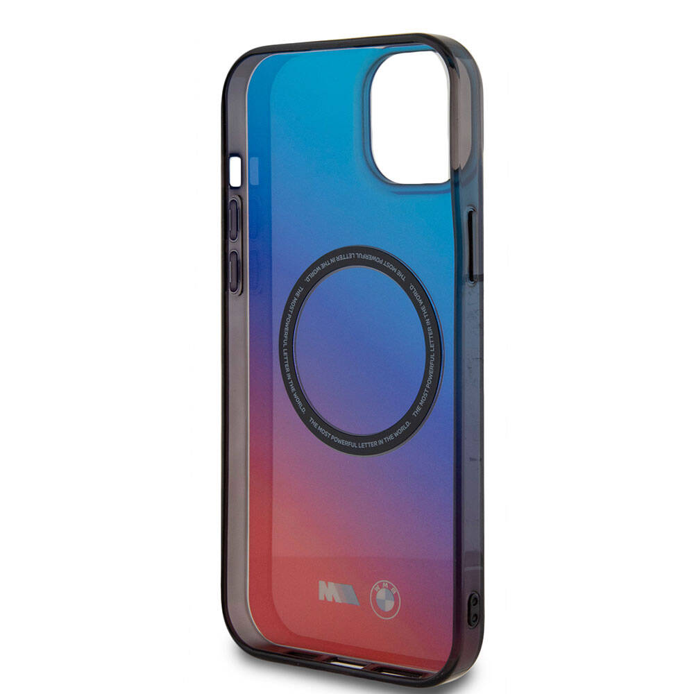 iPhone 15 Kılıf BMW M-safe Şarj Özellikli Transparan Renk Geçişli Dizayn Orjinal Lisanslı Kapak