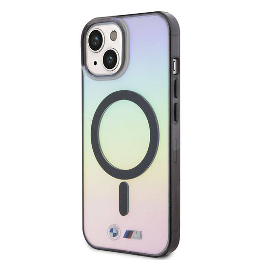 iPhone 15 Kılıf BMW M-safe Şarj Özellikli Transparan Renk Geçişli Iridescent Orjinal Lisanslı Kapak