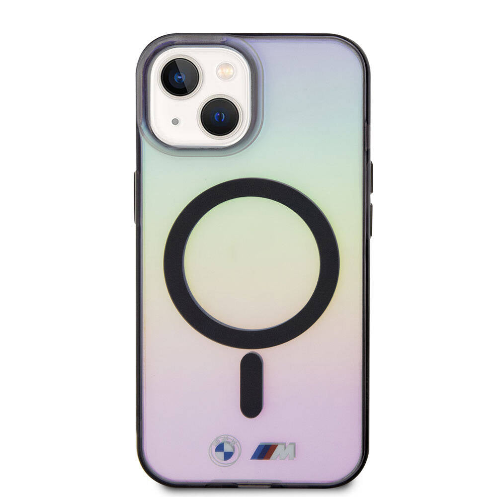 iPhone 15 Kılıf BMW M-safe Şarj Özellikli Transparan Renk Geçişli Iridescent Orjinal Lisanslı Kapak