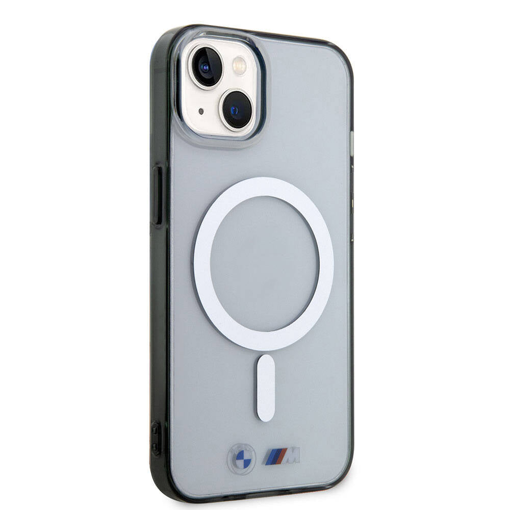 iPhone 15 Kılıf BMW M-safe Şarj Özellikli Transparan Silver Ring Orjinal Lisanslı Kapak