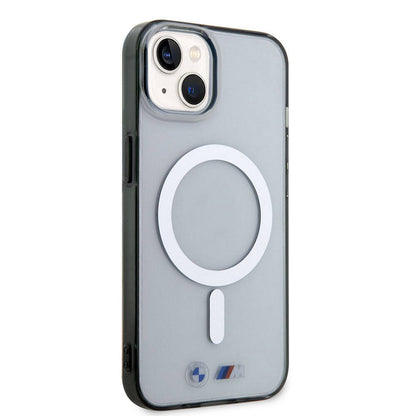 iPhone 15 Kılıf BMW M-safe Şarj Özellikli Transparan Silver Ring Orjinal Lisanslı Kapak