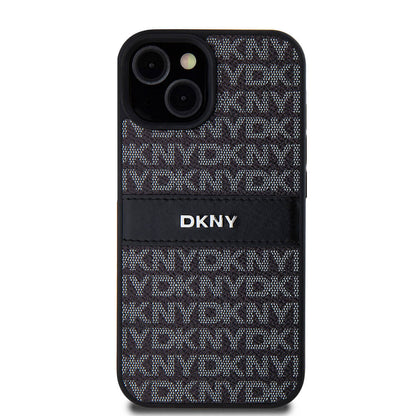 iPhone 15 Kılıf DKNY Orjinal Lisanslı 3D Yazılı Repeat Texture Pattern Kapak